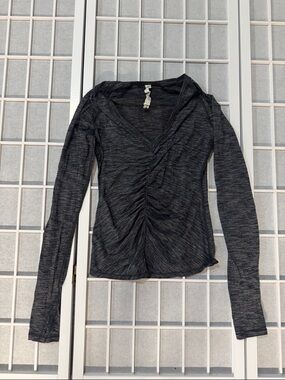 lululemon athletica Dark Charcoal Ruched V-Neck Long Sleeve Top
